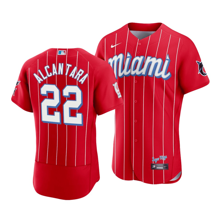 Men's Miami Marlins #22 Sandy Alcantara 2021 Red City Connect Flex Base Stitched Jersey Men's Miami Marlins #22 Sandy Alcantara 2021 Red City Connect Flex Base Stitched Jersey